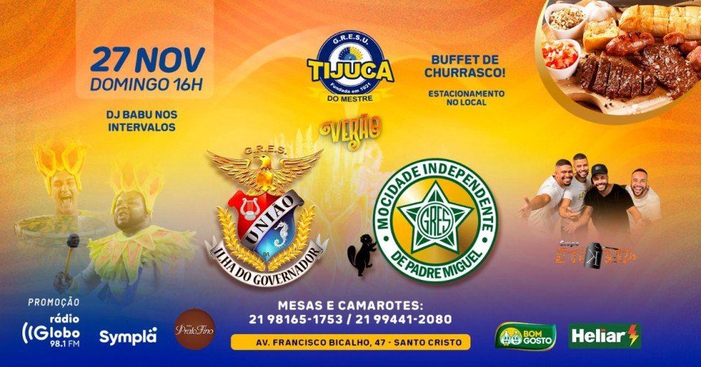 Bateria Pura Cadência, Grupo de Pagode Etiketa e DJ Babu completam atrações