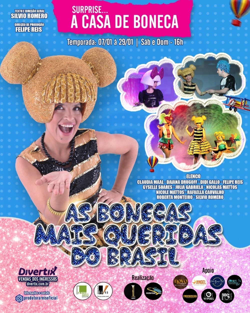 Inspirado nas bonecas LOL, com cenários e figurinos super coloridos, o espetáculo incentiva as crianças à doação de brinquedos
