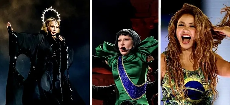 Foto de Capa: Madonna (Foto: O Globo), Lady Gaga (Foto: By Kevin Mazur / Wirelmage for Live Nation), Shakira (Foto: Globoplay / Multishow