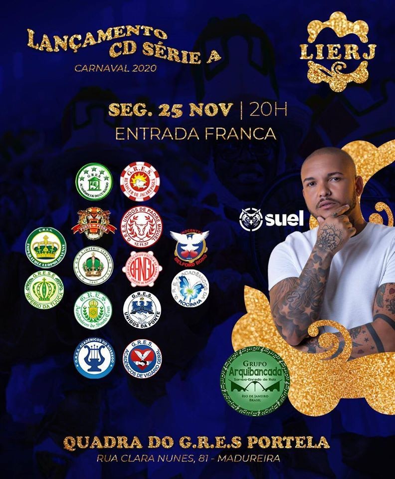 Suel, Grupo Arquibancada e apresentação das agremiações são atrações do evento que terá entrada franca 