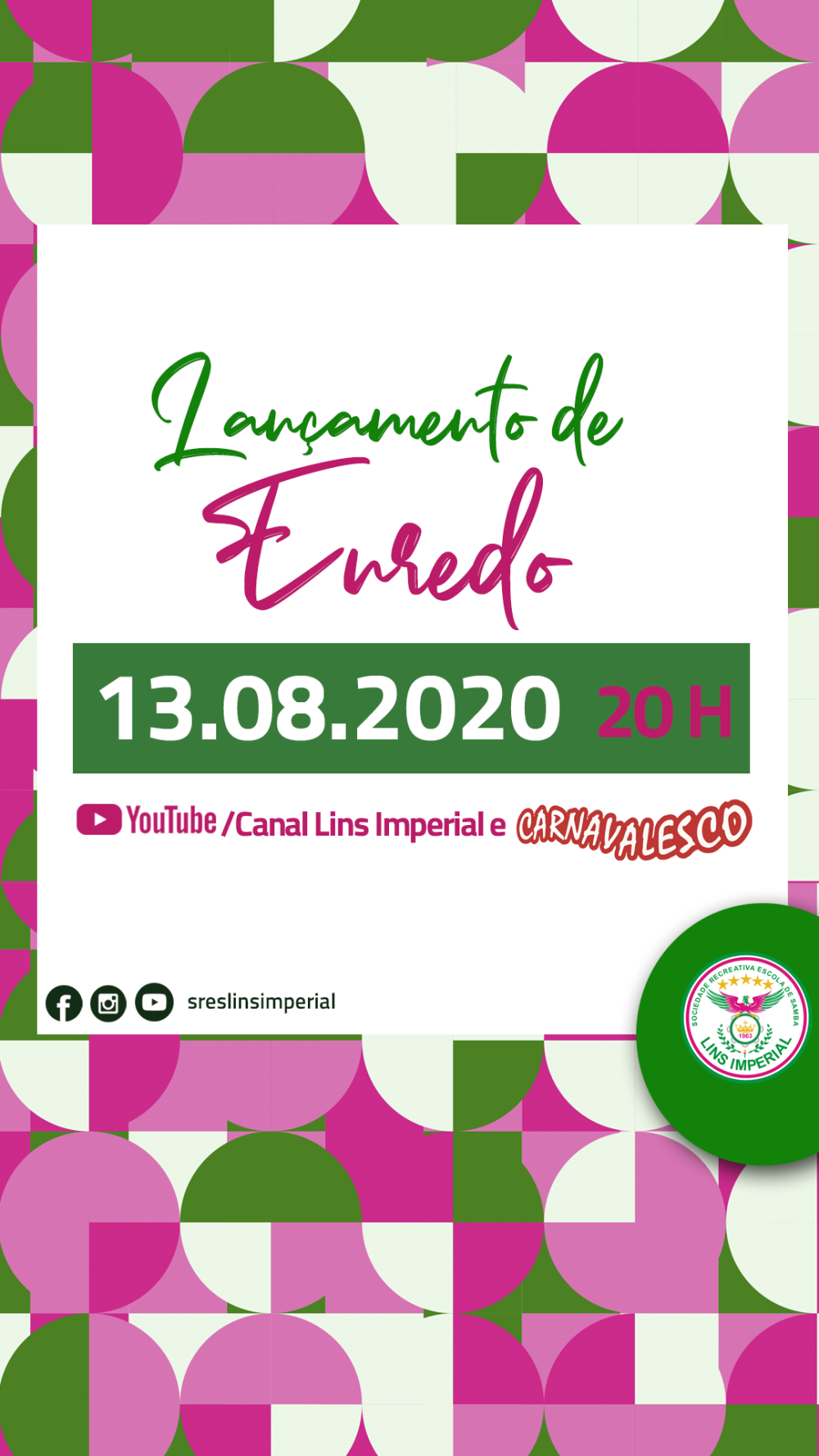 Agremiação divulgará tema no dia 13 de agosto através do Youtube