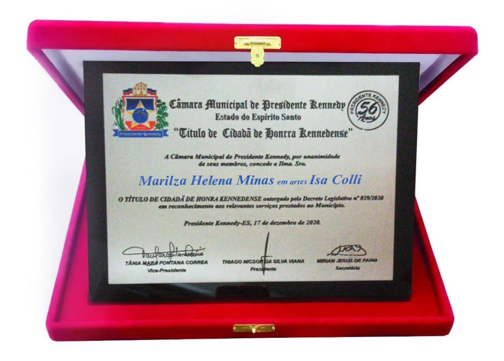 Escritora Isa Colli recebe o título de Cidadã de Honra Kennedense no Espírito Santo - Foto / Divulgação 