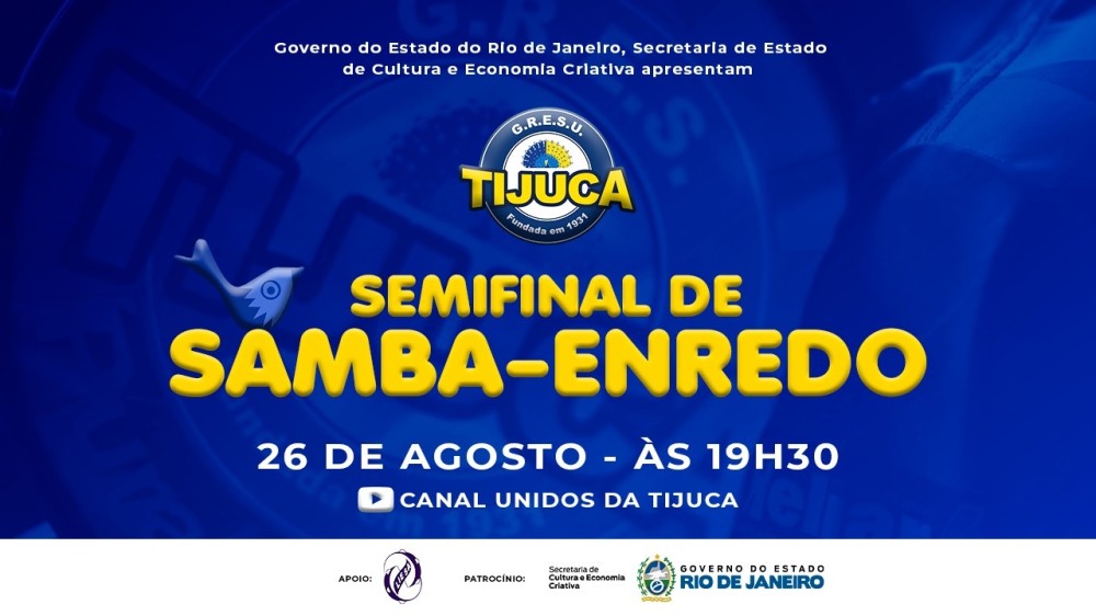 Evento acontece presencialmente na quadra, com transmissão on-line através do Youtube da agremiação 