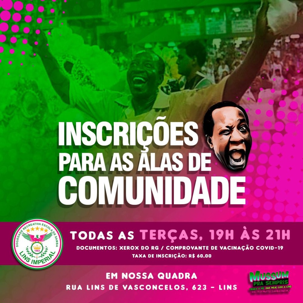 Inscrições acontecem todas as terças-feiras na quadra da agremiação 