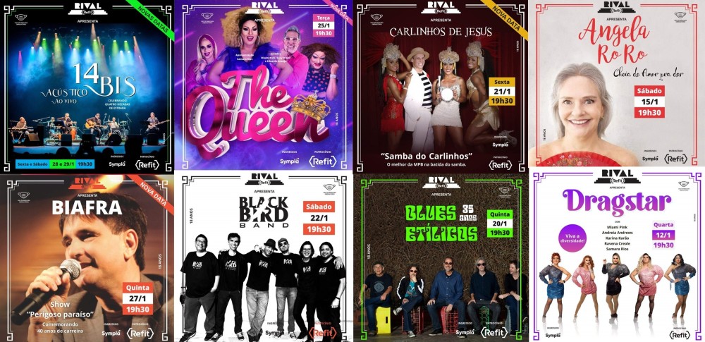 A programação de janeiro tem shows adiados por causa da pandemia com novas datas