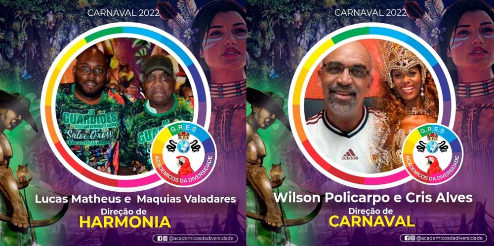 Wilson Policarpo estará ao lado de Cris Alves na Direção de Carnaval, enquanto Maquias Valadares e Lucas Matheus comandam a Harmonia 