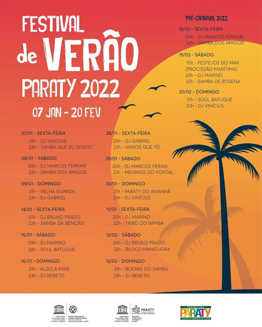 Pré-carnaval vai até o dia 20 de fevereiro, com atrações musicais e esportivas