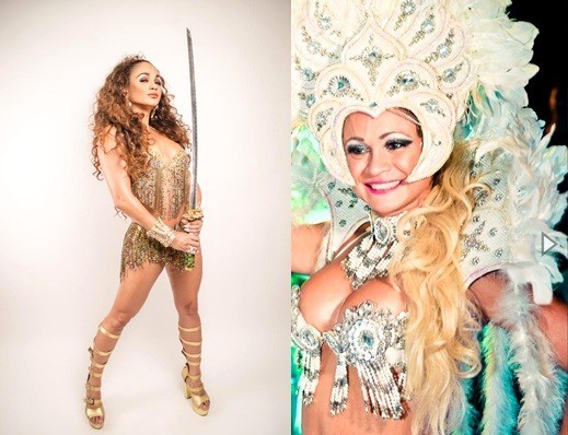 Danny Fox será a primeira rainha de bateria a desfilar no sábado de Carnaval pela Série Ouro, à frente dos ritmistas de Mestre Átila, da Lins Imperial - Fotos: Divulgação 
