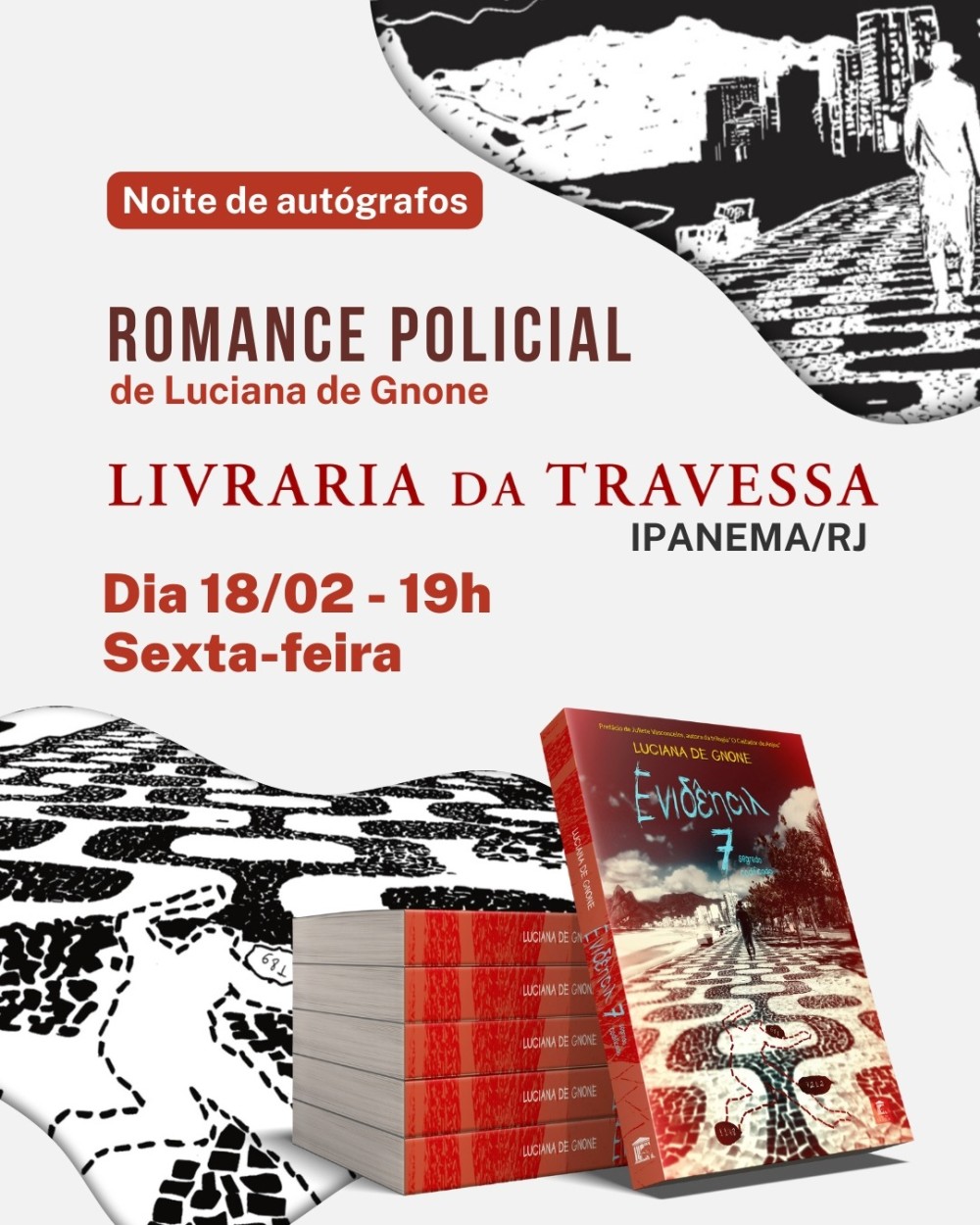 Sessão de autógrafos do novo romance policial de Luciana de Gnone acontecerá na loja de Ipanema na sexta-feira (18), às 19h 