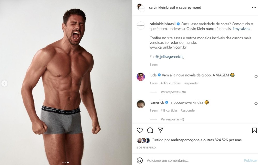 Relatório do Sebrae mostra que o comércio de moda íntima masculina já representa 30% de todo o mercado de moda para homens - Foto: Reprodução Instagram 