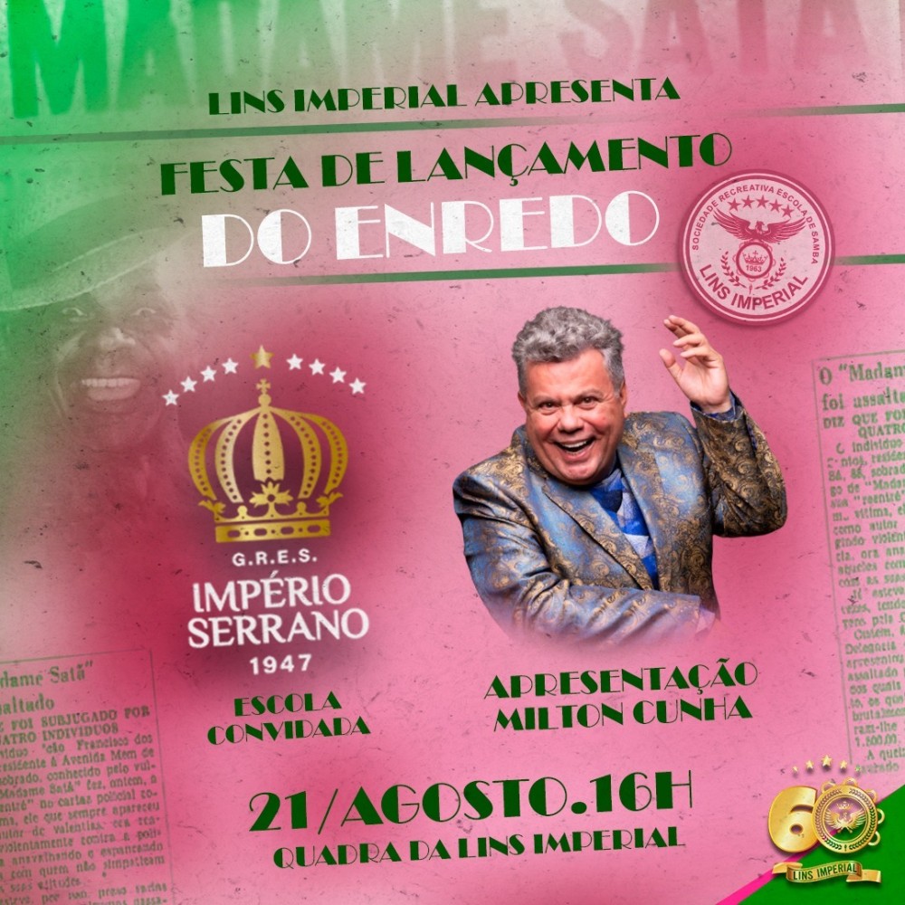 Agremiação fará releitura do enredo de 1990, Madame Satã 