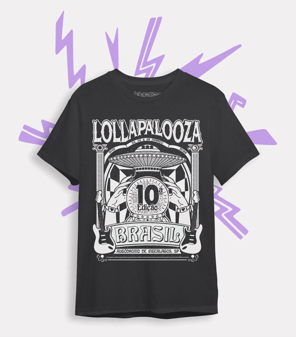 Um dos maiores festivais de música do país, Lollapalooza Brasil lança camiseta para comemorar a sua décima edição no país - Foto: Divulgação 